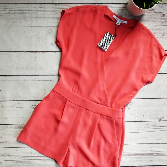 Diane Von Furstenberg Pants - NWT DIANE VON FURSTENBERG Emerson Coral Romper 2